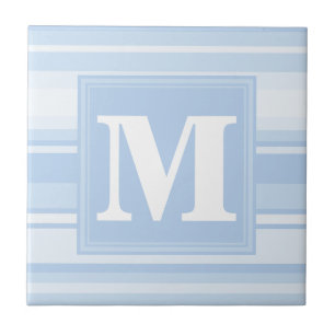 Monogram baby blue rand kakelplatta