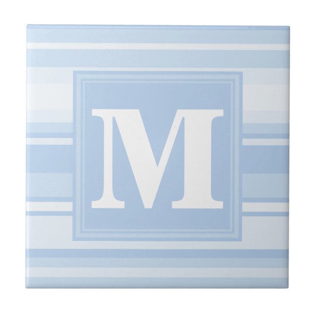Monogram baby blue rand kakelplatta (Framsidan)