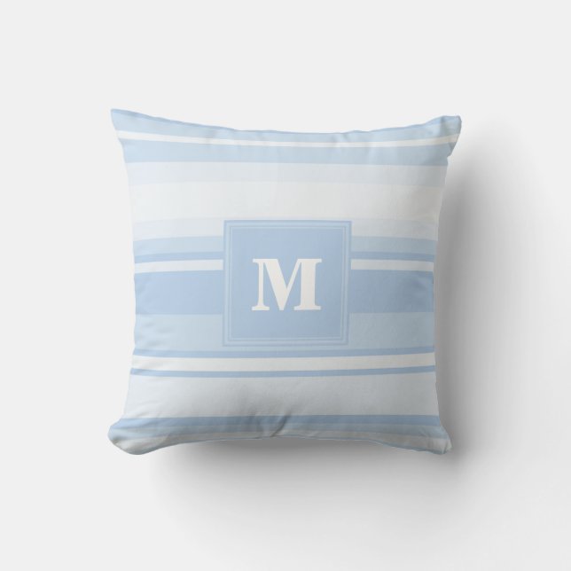 Monogram baby blue rand kudde (Framsida)