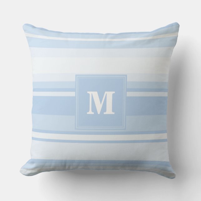 Monogram baby blue rand kudde (Framsida)
