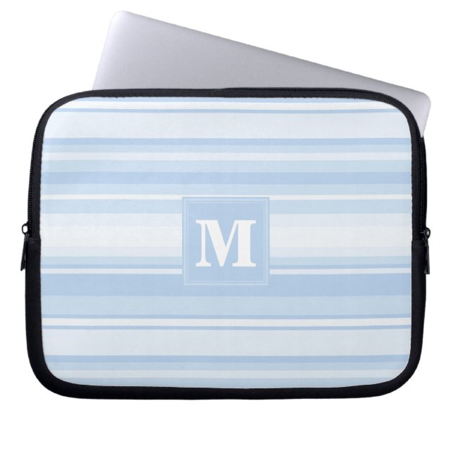 Monogram baby blue rand laptop sleeve (Framsidan)