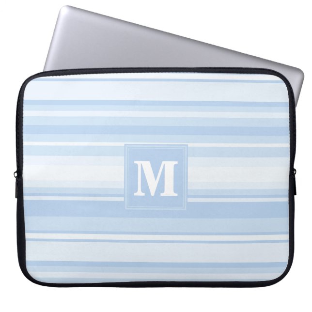 Monogram baby blue rand laptop sleeve (Framsidan)