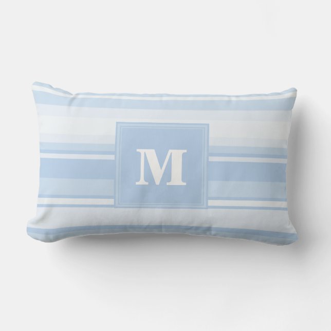 Monogram baby blue rand lumbarkudde (Framsida)