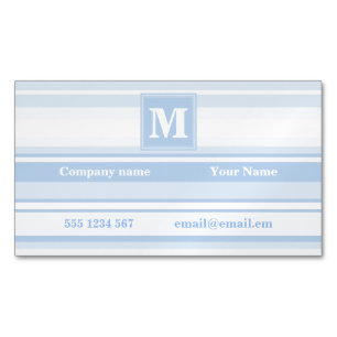 Monogram baby blue rand magnetiska visitkort