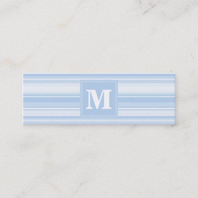 Monogram baby blue rand mini visitkort (Framsida)