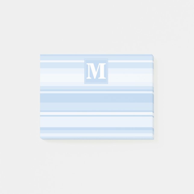Monogram baby blue rand post-it block (Framsida)