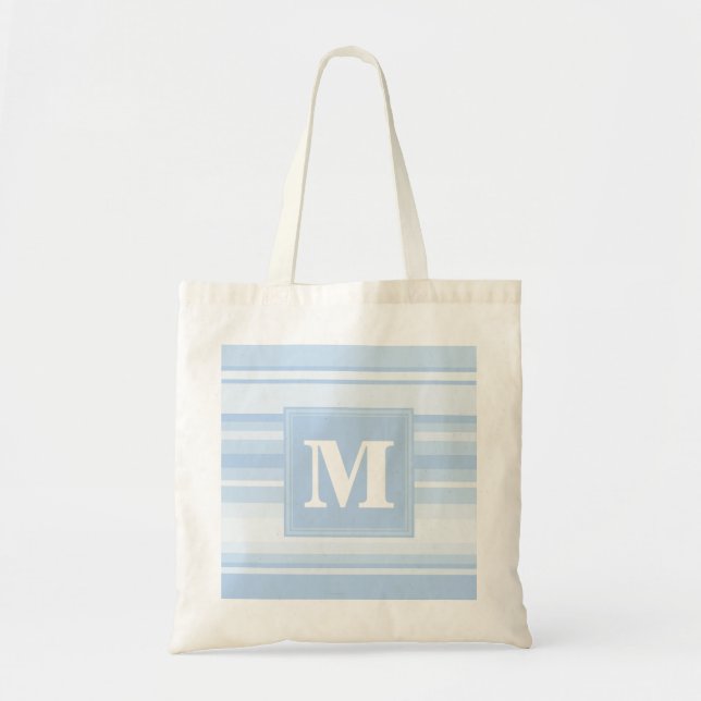 Monogram baby blue rand tygkasse (Framsidan)