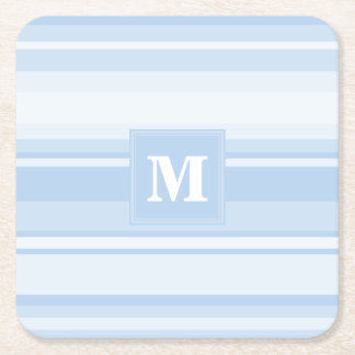 Monogram baby blue rand underlägg papper kvadrat