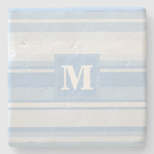 Monogram baby blue rand underlägg sten