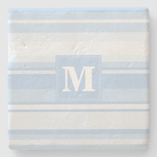 Monogram baby blue rand underlägg sten (Framsidan)
