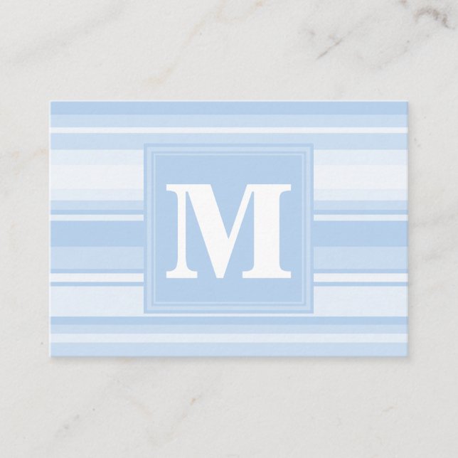Monogram baby blue rand visitkort (Framsida)