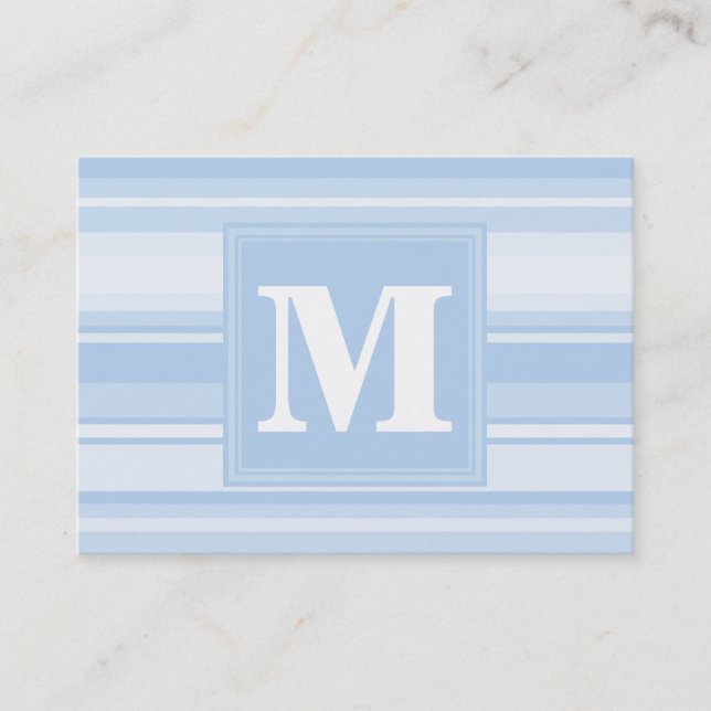 Monogram baby blue rand visitkort (Framsida)