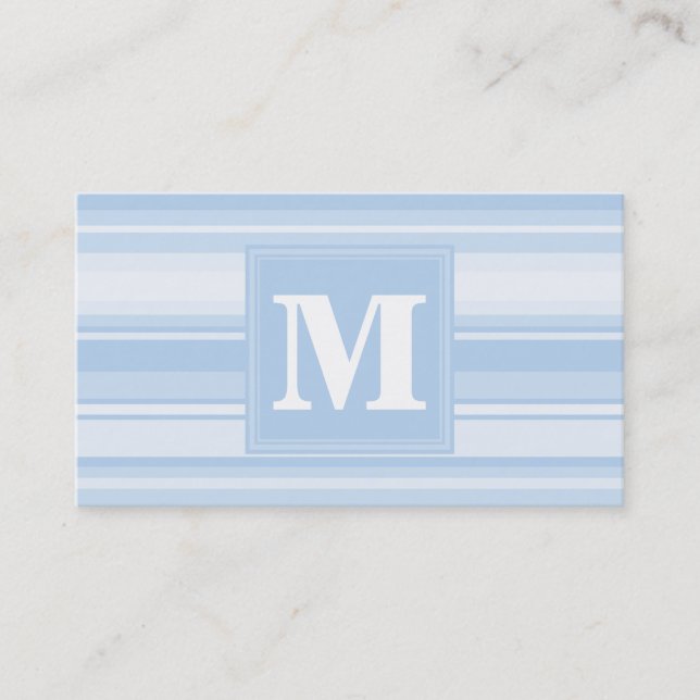 Monogram baby blue rand visitkort (Framsida)