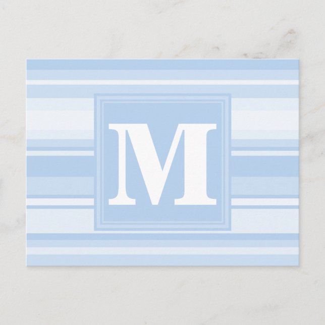 Monogram baby blue rand vykort (Framsida)