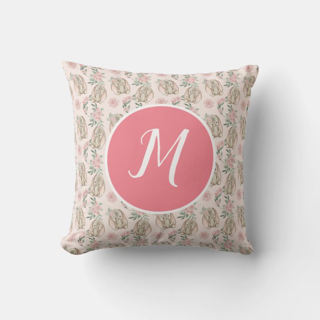 Monogram Baby Bunnies Dekorativ kudde (Framsida)