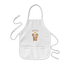 Monogram Baby Elephant Flowers Bird Barn Apron Barnförkläde