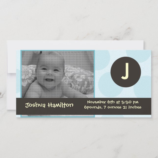 Monogram baby-fotokort meddelande (Framsida)