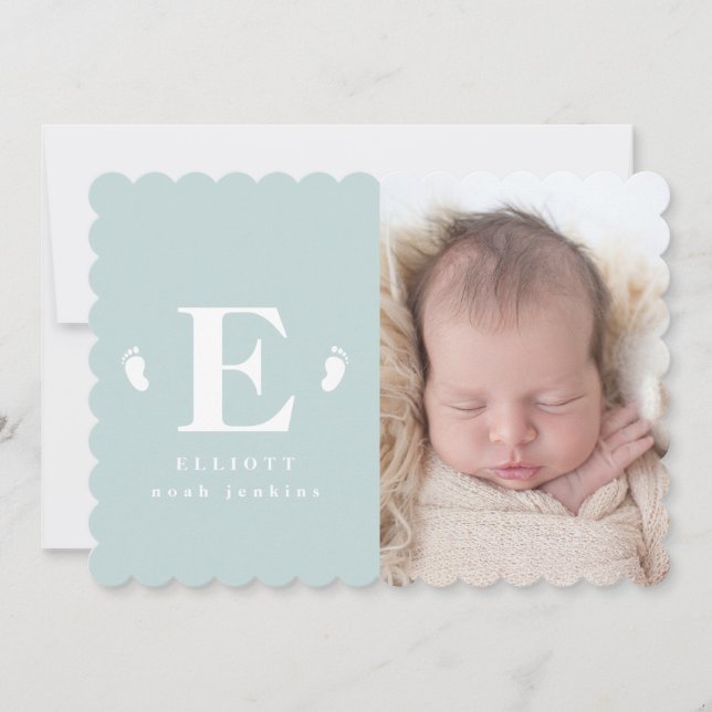 Monogram baby fött foto födelsemeddelande meddelande (Framsida)