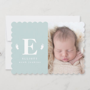 Monogram baby fött foto födelsemeddelande meddelande