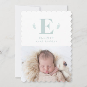Monogram baby fött foto födelsemeddelande meddelande
