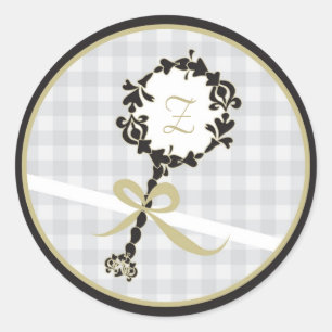 Monogram Baby-inbjudan eller favoritmärke Runt Klistermärke