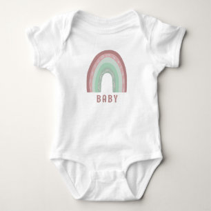Monogram Baby Namn Earthy Boho Rainbow Baby Bodysu T Shirt