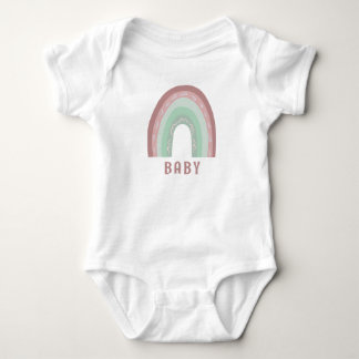 Monogram Baby Namn Earthy Boho Rainbow Baby Bodysu T Shirt