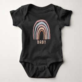 Monogram Baby Namn Earthy Boho Rainbow Neutralt T Shirt