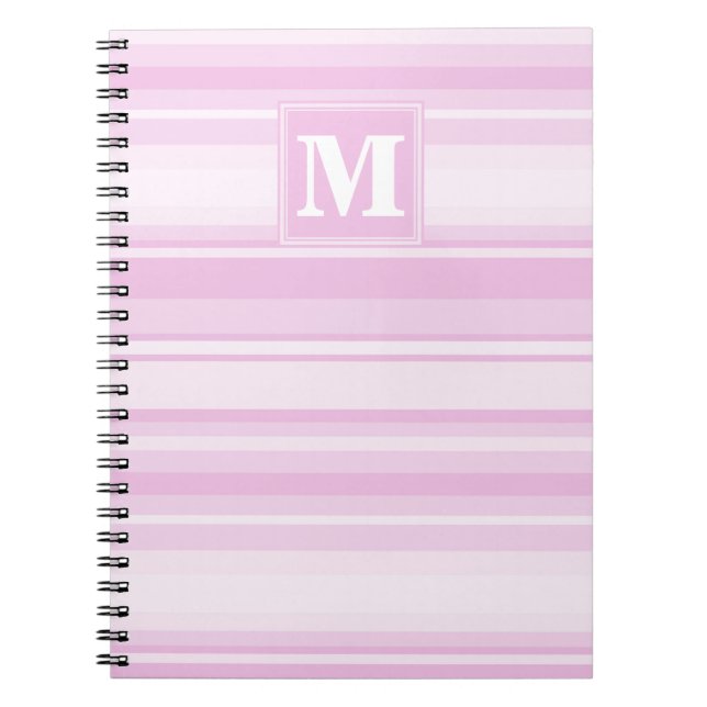 Monogram baby rosa rand anteckningsbok med spiral (Framsidan)