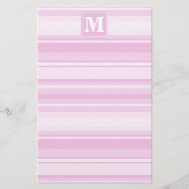 Monogram baby rosa rand brevpapper (Framsida)