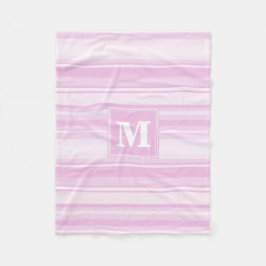 Monogram baby rosa rand fleecefilt
