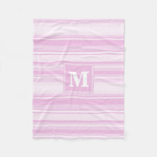 Monogram baby rosa rand fleecefilt