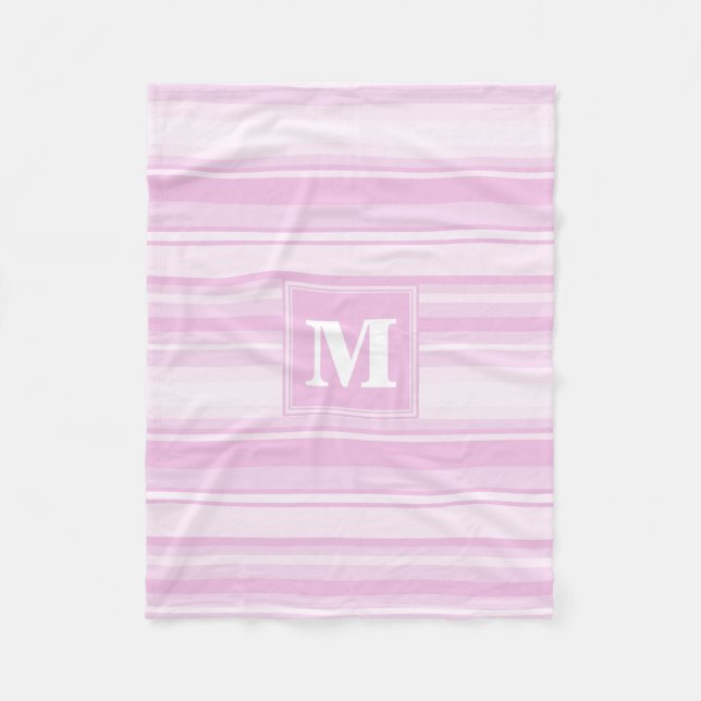 Monogram baby rosa rand fleecefilt (Framsidan)