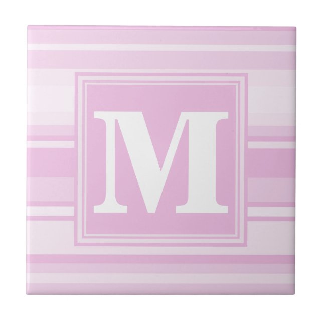 Monogram baby rosa rand kakelplatta (Framsidan)