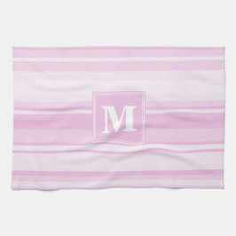 Monogram baby rosa rand kökshandduk