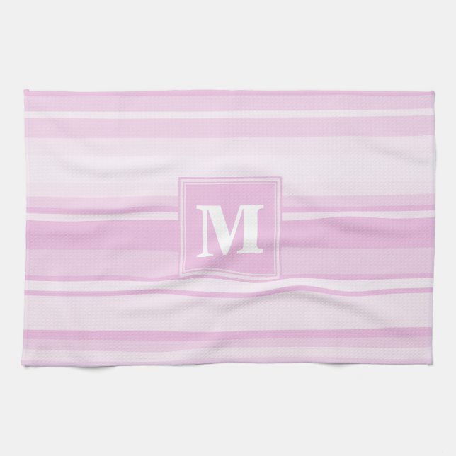 Monogram baby rosa rand kökshandduk (Horisontell)