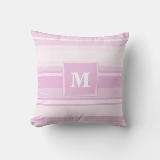 Monogram baby rosa rand kudde (Framsida)