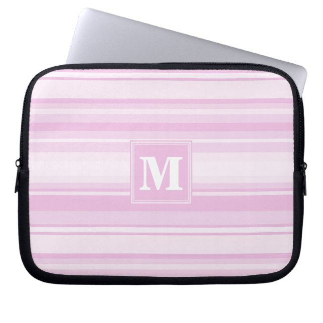 Monogram baby rosa rand laptop sleeve (Framsidan)