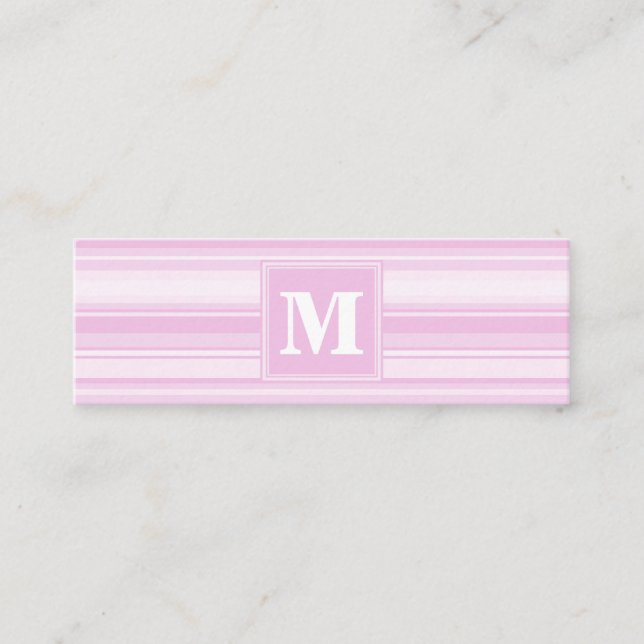 Monogram baby rosa rand mini visitkort (Framsida)