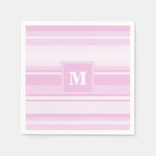 Monogram baby rosa rand pappersservett