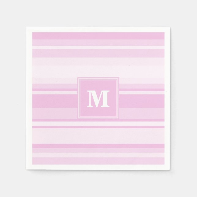 Monogram baby rosa rand pappersservett (Framsidan)