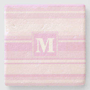 Monogram baby rosa rand stenunderlägg