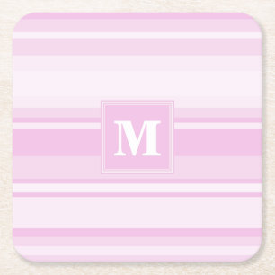 Monogram baby rosa rand underlägg papper kvadrat