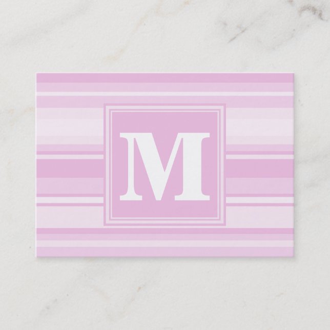 Monogram baby rosa rand visitkort (Framsida)