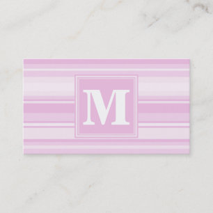 Monogram baby rosa ränder visitkort