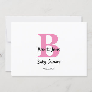Monogram Baby Shower Rosa White Cute Trendig Inbjudningar