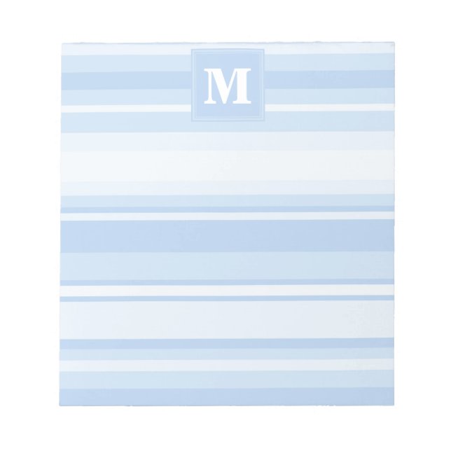 Monogram babyblåa ränder anteckningsblock (Framsida)