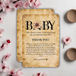 Monogram babyskor för baby Vintage Blommigt Tack Kort