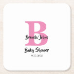 Monogram Babyskor Rosa Vit Cute Simple Underlägg Papper Kvadrat<br><div class="desc">Designad med textmallar för inledande mongrammet & namn som du kan anpassa! Underbar för babyduschen party,  men du kan redigera texten till kostym för en annan händelse också!</div>