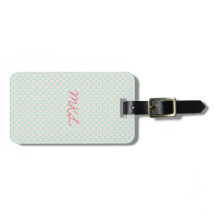 Monogram Bagagelapp | Pastell Mönster Grön & Rosa